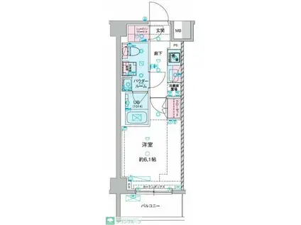 GENOVIA谷塚(1K/4階)の間取り写真