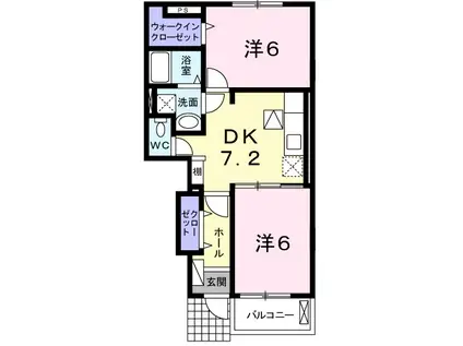 ラフレシールII(2DK/1階)の間取り写真