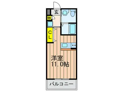 シャンテー御殿山 2番館(ワンルーム/3階)の間取り写真