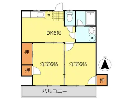サンパレスヨシダ(2DK/3階)の間取り写真