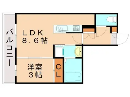グランマコイ大橋(1LDK/3階)の間取り写真