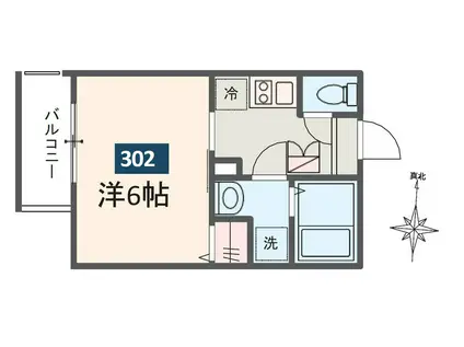 MELDIA南浦和II(1K/3階)の間取り写真