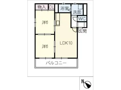 サンハイツ南舘(2LDK/2階)の間取り写真