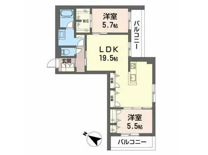 A MONTE(2LDK/2階)の間取り写真
