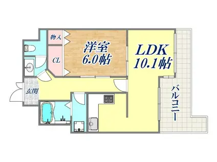 プレシオ六甲道(1LDK/5階)の間取り写真