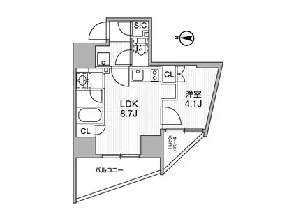 NIDO 蔵前 AVENUE(1LDK/6階)の間取り写真