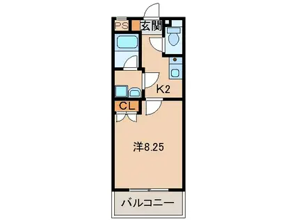 ル・マンA4番館(1K/2階)の間取り写真