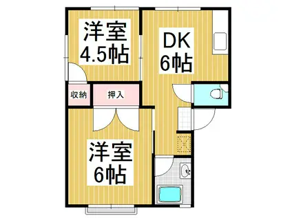 西村ハイツ(2DK/2階)の間取り写真