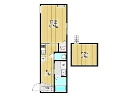 LOSA(1K/2階)の間取り写真