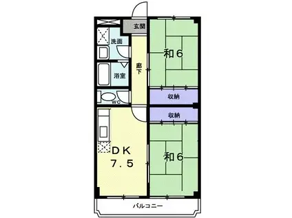 メモリー近藤(2DK/3階)の間取り写真