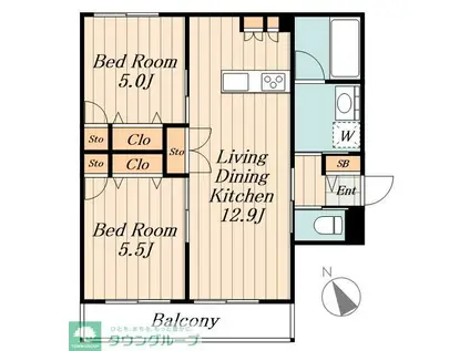 ヴァルール(2LDK/1階)の間取り写真
