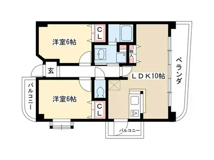 プライム伸和(2LDK/7階)の間取り写真