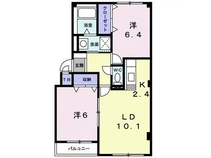 ジェルメ上野(2LDK/2階)の間取り写真