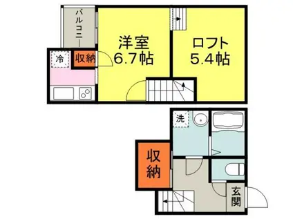 ADC櫛原YUNOI(1K/2階)の間取り写真