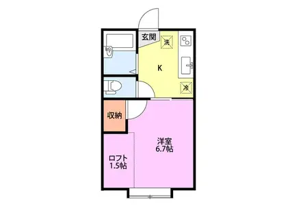 春風とサクラ・フィオーレ(1K/2階)の間取り写真