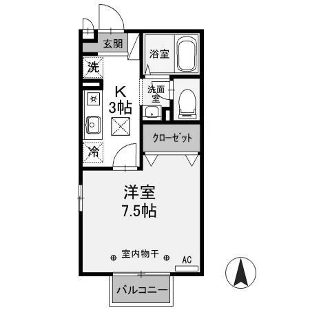メゾン・ド・K(1K/1階)の間取り写真
