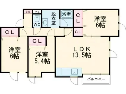 サイト エフ(3LDK/4階)の間取り写真