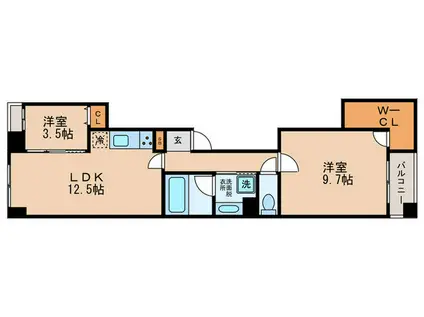 パトリ御池(2LDK/2階)の間取り写真