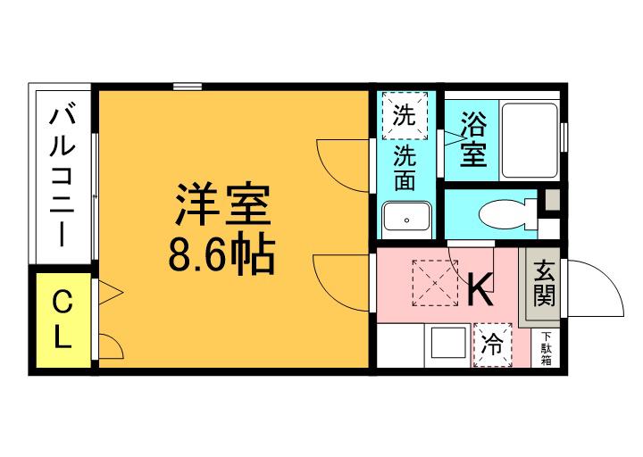 リブレア南久留米駅前(1K/2階)の間取り写真