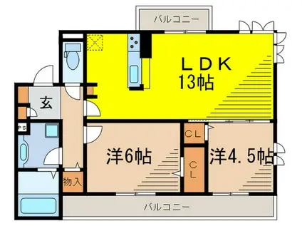メゾンルミエール(2LDK/2階)の間取り写真