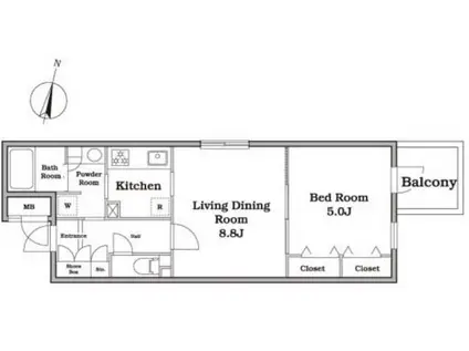 レジディア西新宿II(1LDK/1階)の間取り写真