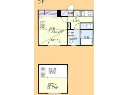ソレイユ・ルヴァン川越末広町(1K/2階)の間取り写真