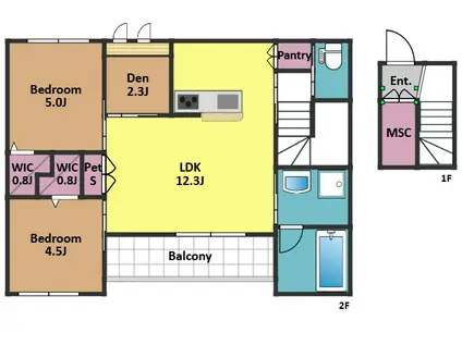 へーベルメゾン南大泉(2SLDK/1階)の間取り写真
