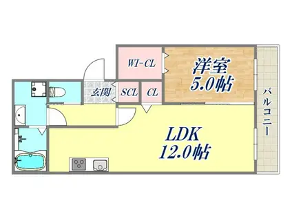 HEART-TOWN伊丹(1LDK/1階)の間取り写真