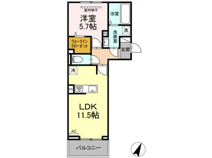 エスポワール天神(1LDK/3階)の間取り写真