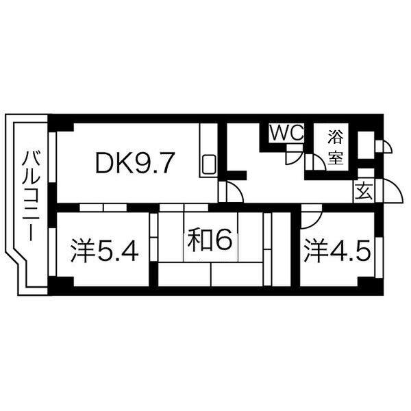 マンションブリッジ ハシモトビル(3DK/3階)の間取り写真