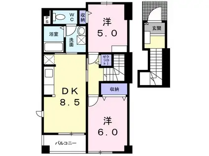 シュールメゾン・I(2DK/2階)の間取り写真