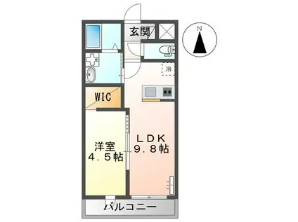 PLUMA BRANCA(1LDK/2階)の間取り写真