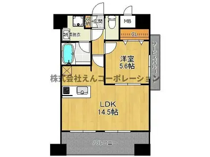 エンクレスト博多イースト PARK(1LDK/2階)の間取り写真