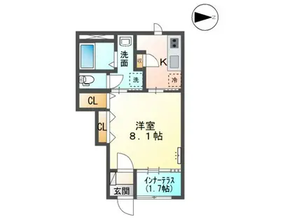 ジンジャーポット(1K/1階)の間取り写真