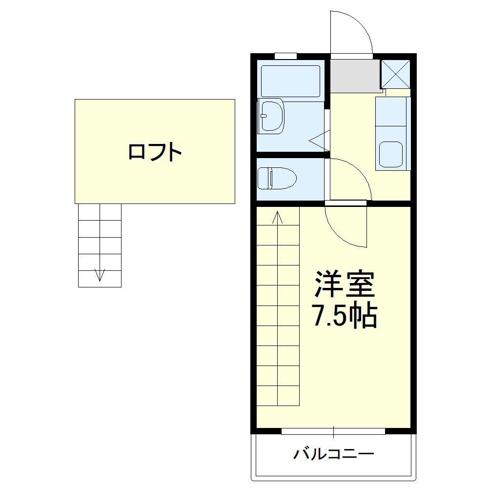 ビバリーハウスウエスト(1SK/2階)の間取り写真