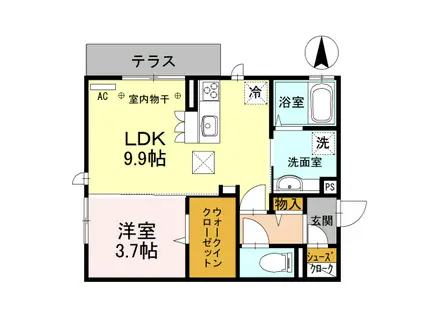 オッツ高田(1LDK/1階)の間取り写真