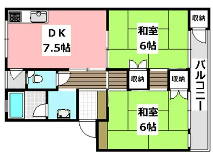 奈良コーポ(2DK/4階)の間取り写真