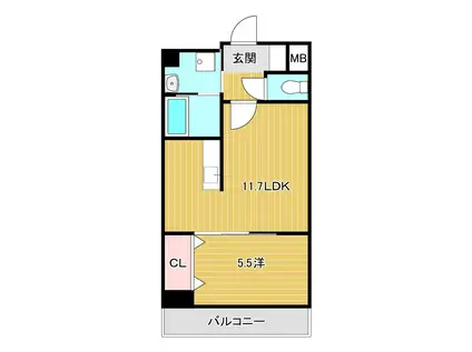 ノルティック川中(1LDK/3階)の間取り写真