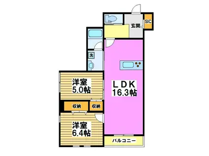 仮 西つつじヶ丘2丁目計画(2LDK/1階)の間取り写真