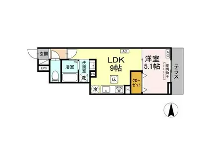 セレスティア上鷺宮(1LDK/1階)の間取り写真