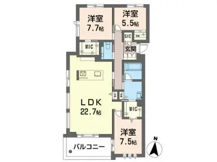 バーダントエダン深沢(3LDK/2階)の間取り写真