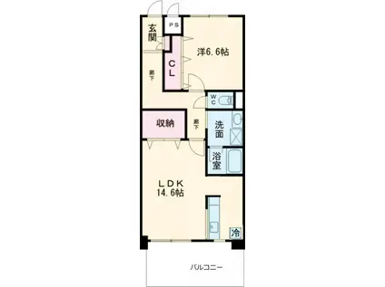 SUN RISE太田(1LDK/4階)の間取り写真