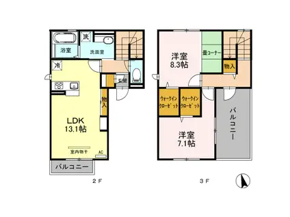 グランオッツ III(2LDK/2階)の間取り写真