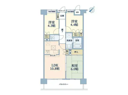 パークサイド洗足池(3LDK/8階)の間取り写真