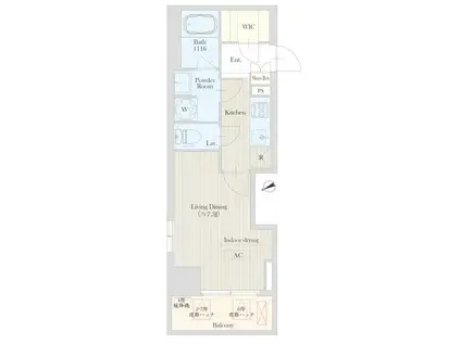 HIROO VILLAGE 広尾ヴィレッジ(1K/4階)の間取り写真