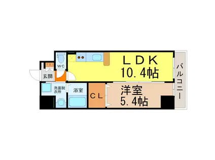 マイアトリア栄(1LDK/4階)の間取り写真
