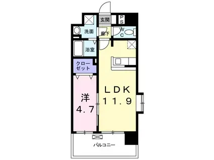 ミッドフォート II(1LDK/2階)の間取り写真