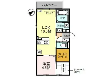 アルエット(1LDK/3階)の間取り写真
