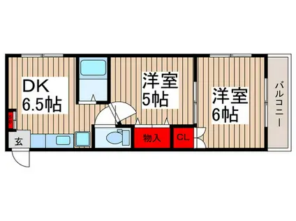 サンステージ竹ノ塚(2DK/2階)の間取り写真