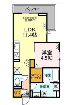 AVGI新瑞橋(1LDK/2階)の間取り写真